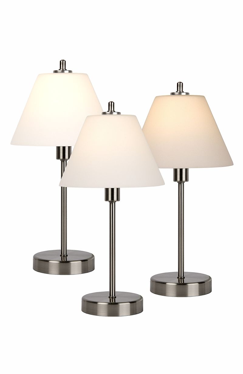 Lucide TOUCH - Stolová lampa - Ø 22 cm - 1xE14 - 3 StepDim - Satin Chrome